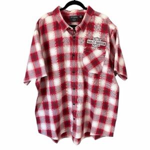 NWT Harley Davidson Plaid Button Up Shirt 3XL Red Black Logo Biker Motorcycle